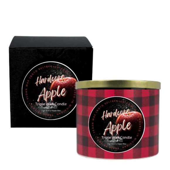 HARDCORE APPLE TRIPLE WICK CANDLE - Picture 1 of 4
